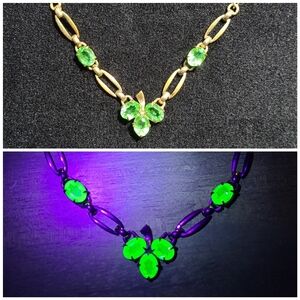 Antique Uranium Glass 12k Gf Necklace